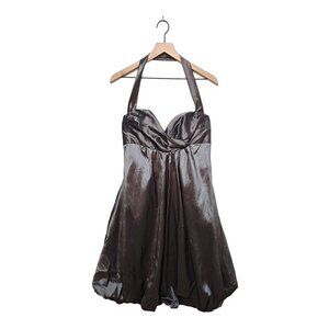 JLM NWT Couture Silver Sweetheart Halter Neck Bubble Hem Formal Dress Sz 12